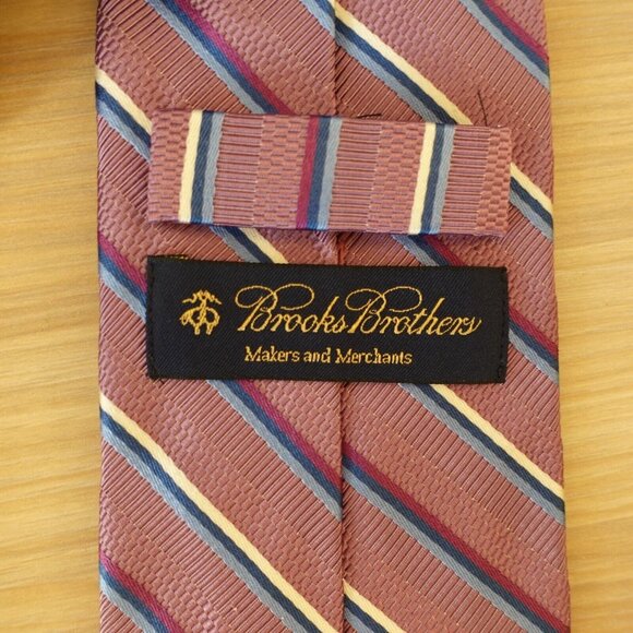Brooks Brothers Makers Neck Tie Men Purple Repp Striped Silk Woven Merchants USA - Picture 6 of 9